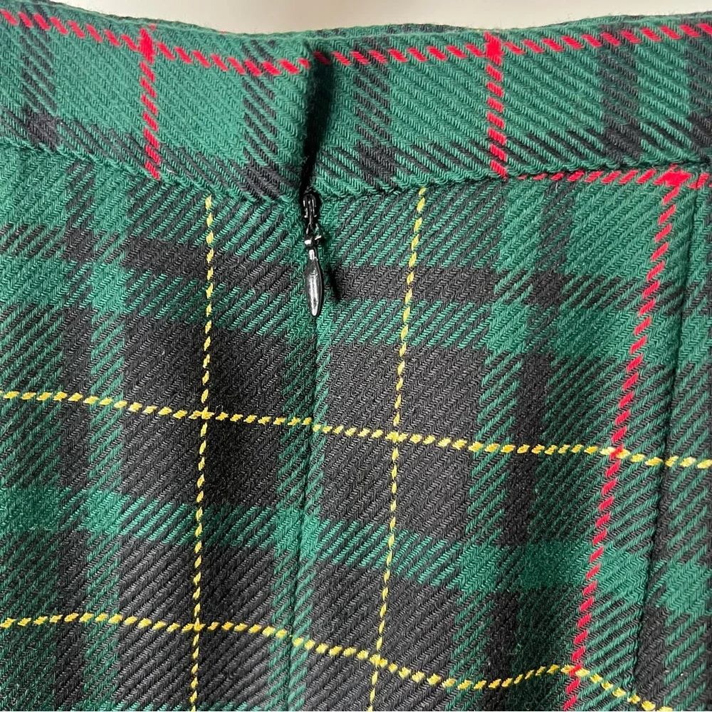 Vintage Talbots Wool Plaid Skirt Green Tartan A-Line Preppy Fall 10 - Picture 3 of 5